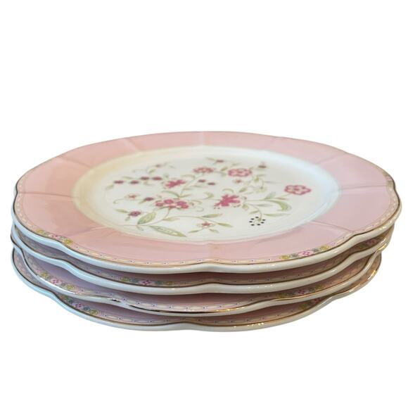 NEW Grace Teaware Pink Corn Flower 8” Salad Dessert Plates Set of 4 - Picture 12 of 16